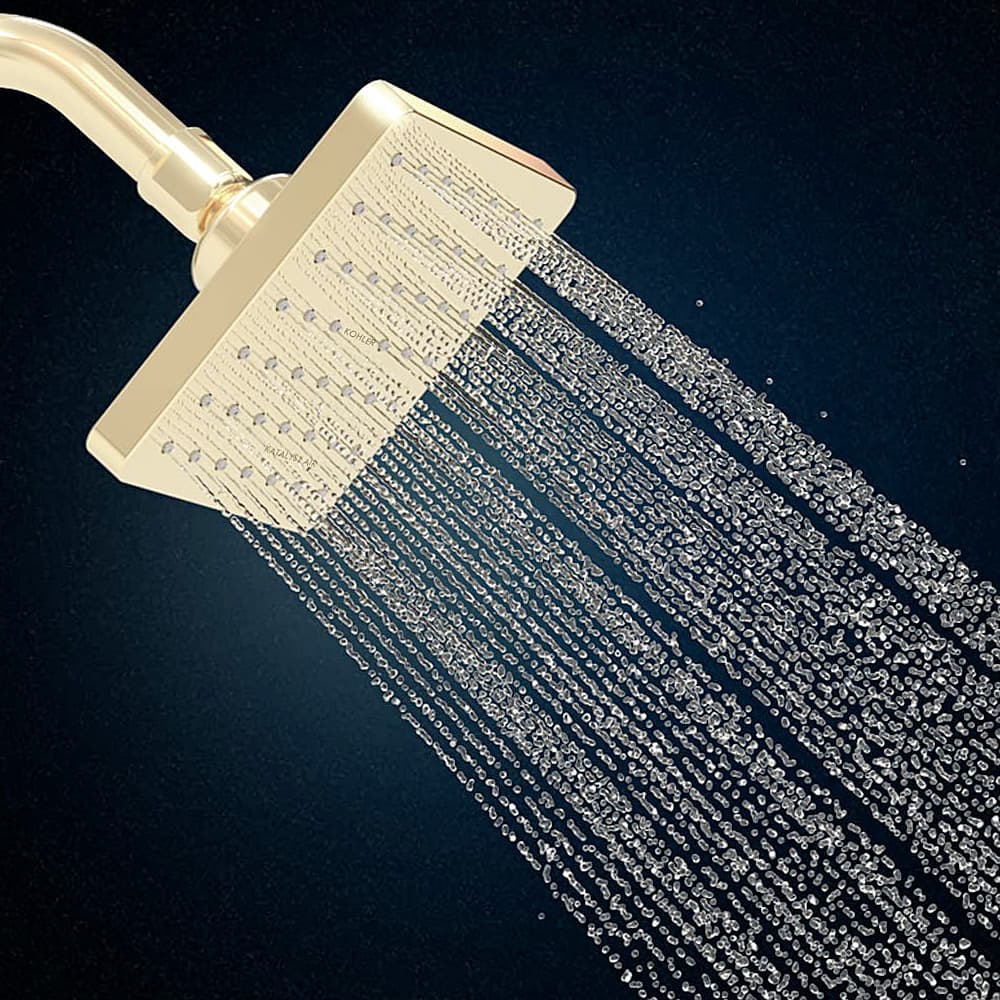 Kohler Parallel Square Shower Head With Shower Arm In French Gold Finish, K-22645IN-AF