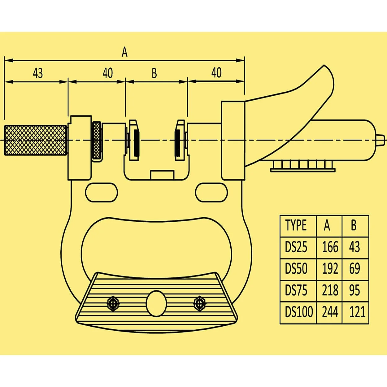 Baker 50 - 75 mm Dial Snap Gauge (Without Dial Gauge), DS75