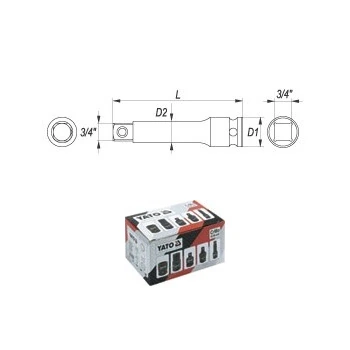 Yato 100 mm, 3/4" Sq. Drive Impact Extension Bar, YT-1160