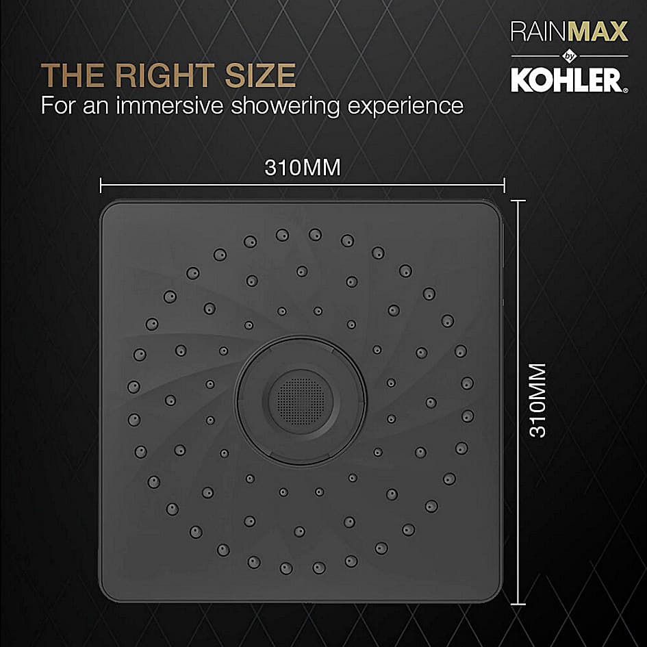 Kohler Rain Max 305 mm Square Single-Function Rainhead In Matte Black Finish, K-26856IN-BL