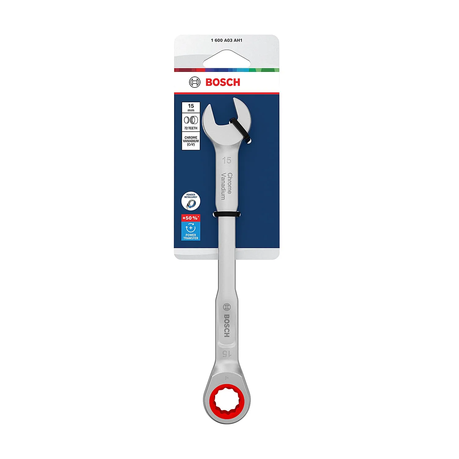 Bosch 15 mm Ratchet Combination Wrench (72 Teeth), 1 600 A03 AH1