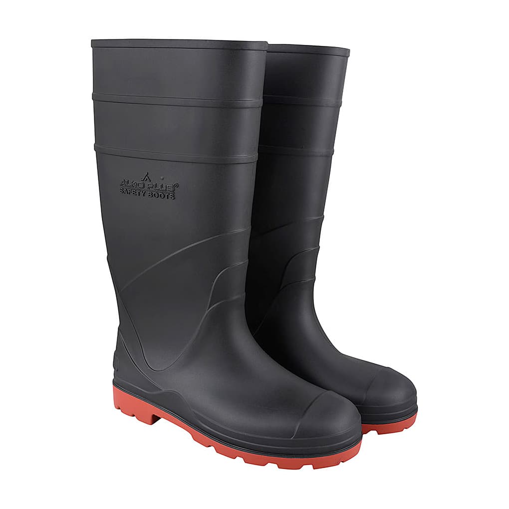 Alko Plus 15 inch PVC Gumboot with Cotton Lining & Steel Toe (Black & Red), APS G5