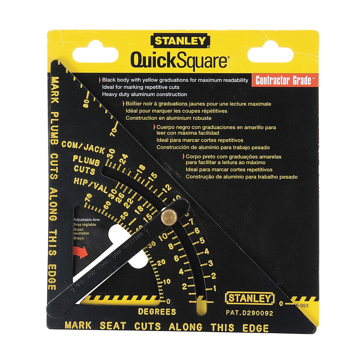 Stanley 10 Inch / 250 x 174 mm Premium Adjustable Quick Square With Arm, 46-053
