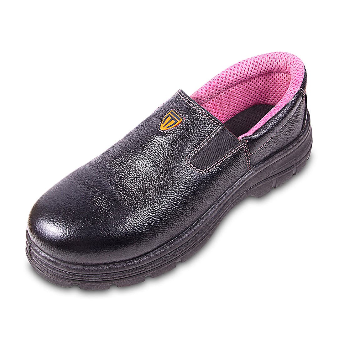 Tagra Low Ankle Double Density Buff Barton Leather Safety Shoes - Steel Toe (Black), Care Lo