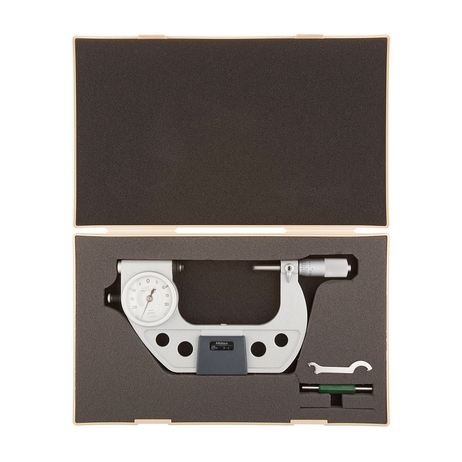 Mitutoyo 3 - 4 inch Dial Indicating Micrometer with Left Side Operating Button, 510-134