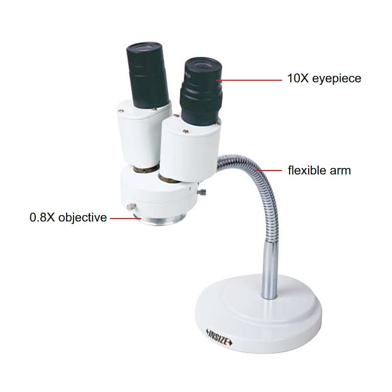 Insize 100 mm Long Working Distance Stereo Microscope with Metal Base (Low Magnification), 5305-ZS80