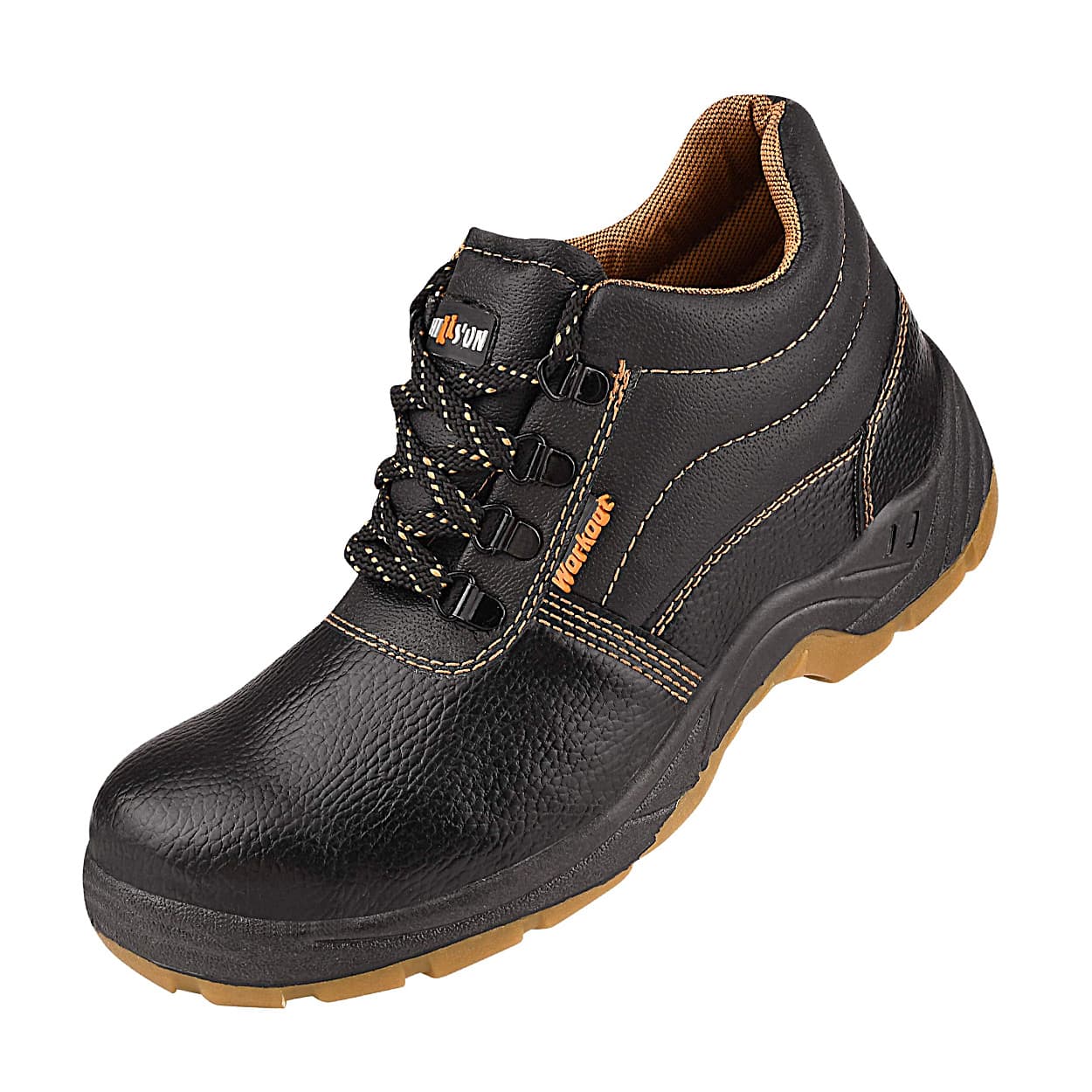 Hillson High Ankle Dual Density Synthetic Leather Workout Safety Shoes - Steel Toe (Black)