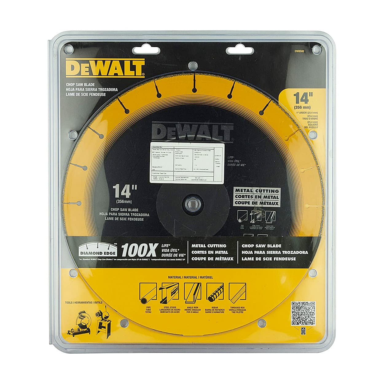 Dewalt 14-Inch (355mmx4.00mm) Diamond Edge Chopsaw Blade-100x Life v/s Standard Blades, DW8500-IN