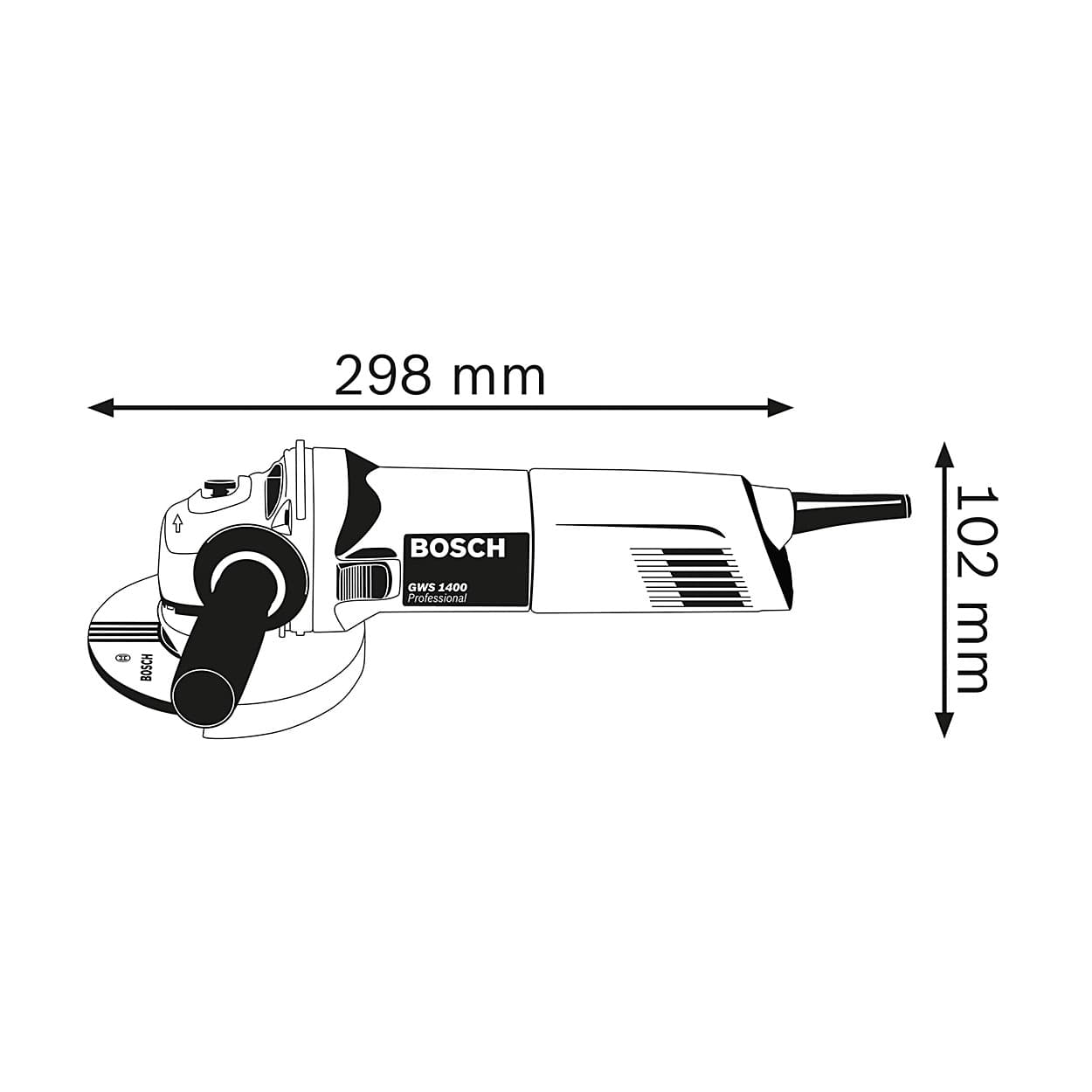 Bosch 125mm / 5 inch 1400W Professional Angle Grinder, GWS 1400