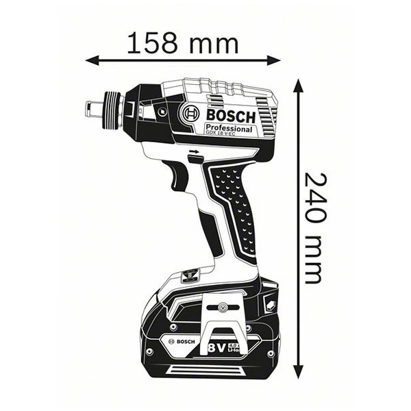 Bosch 18V Professional Cordless Impact Driver Wrench, GDX 18 V-EC