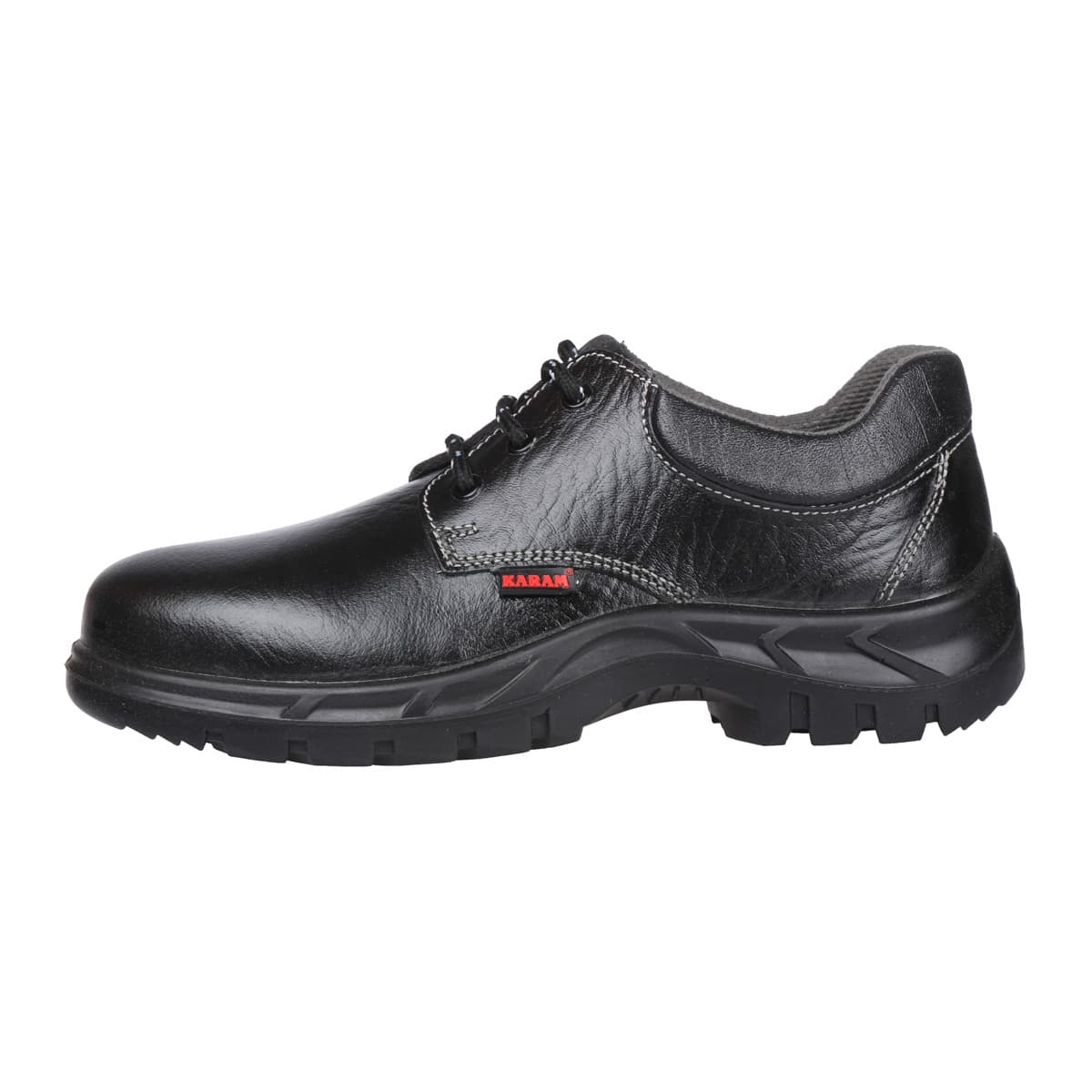 Karam Men's Grain Leather Deluxe Safety Shoe - Steel Toe (Black), FS02BL