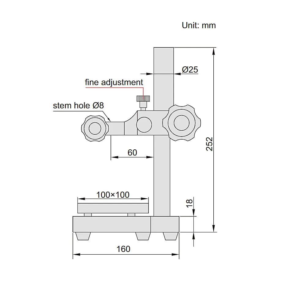 Insize 150 mm Dial Indicator Stand, 6876-150D
