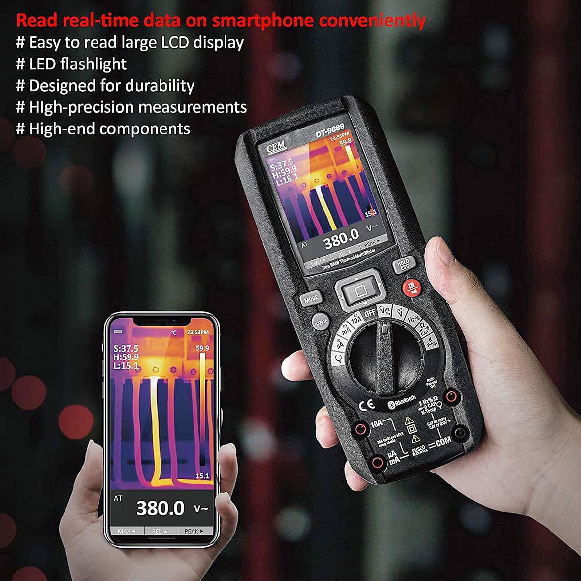 CEM 6000 Counts / 1000V Digital Multimeter With Built In Thermal Imager, DT-9889
