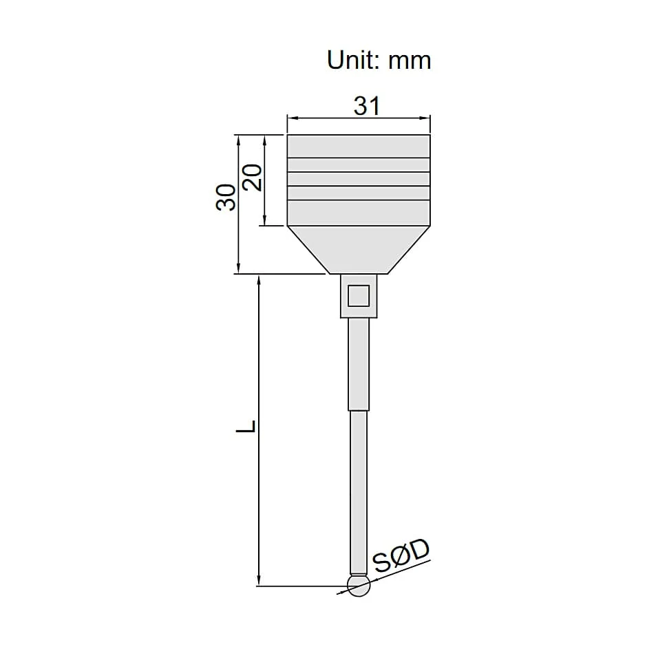 Insize 1 mm Ball Dia / 69 mm Spindle Length Edge Finder for EDM, 6558-11