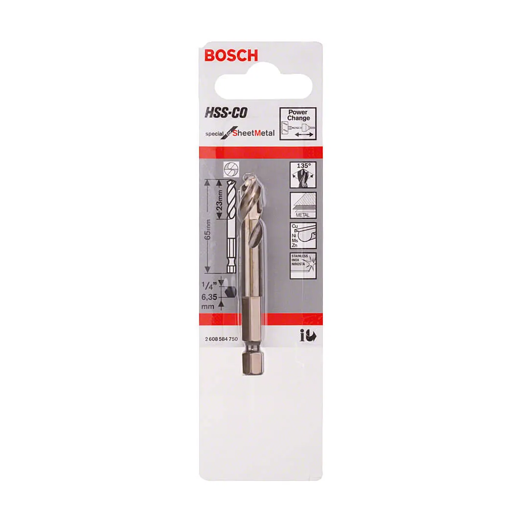 Bosch 1/4" Hex Shank HSS-Co Pilot Drill Bit, 2 608 584 750