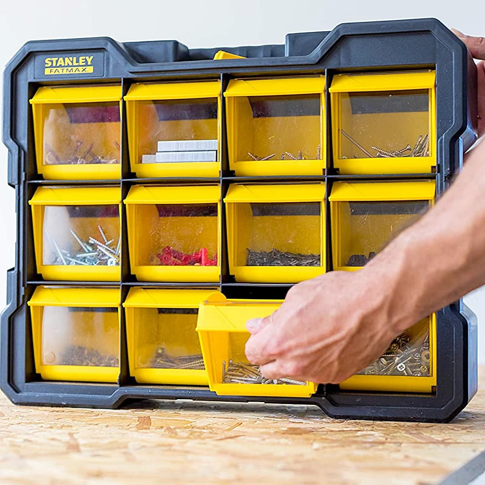 Stanley 18 Inch FatMax Portable Flip Bin Organizer With 7 Kg Load Capacity, FMST81077-1