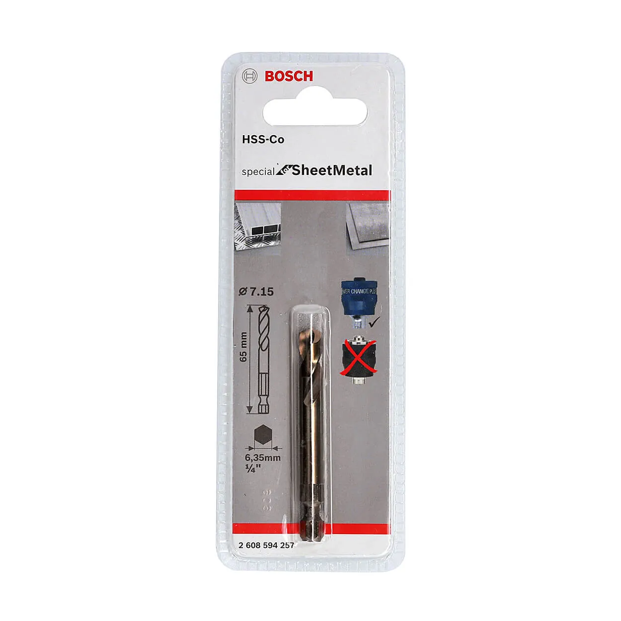 Bosch 7.15 mm Pilot Drill Plus HSS-Co For New Power Change Plus Adapter, 2 608 594 257