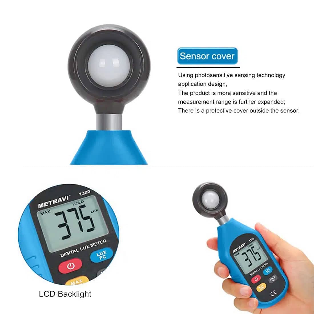 Metravi 0 - 200000 Digital Lux Meter (Measures In Lux & In Foot Candle), 1300