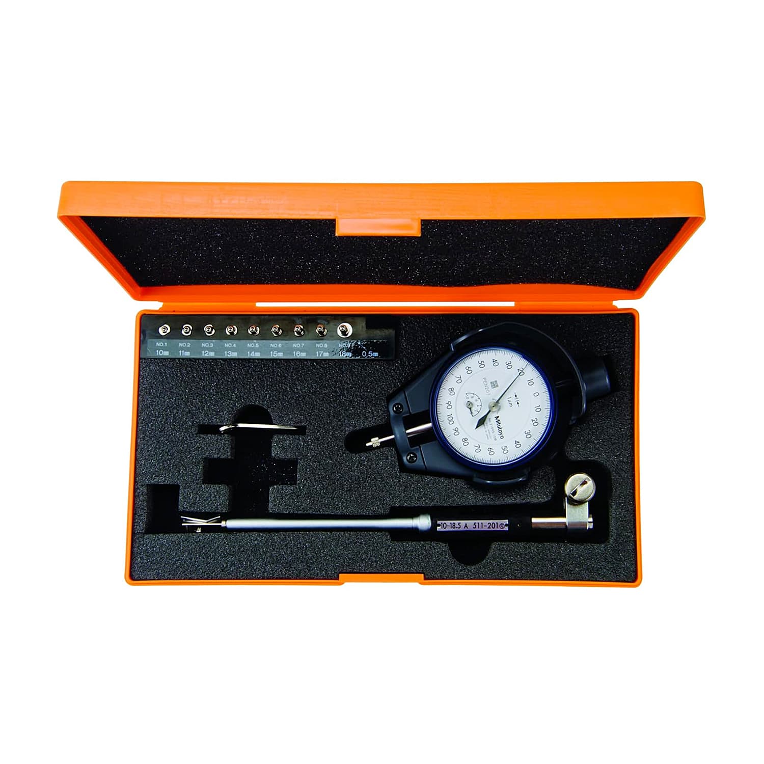 Mitutoyo 10 - 18.5 mm 2-Point Inside Measuring Instrument Bore Gauge For Small Holes With Dial Indicator (Graduation 0.01 mm), 511-204-20