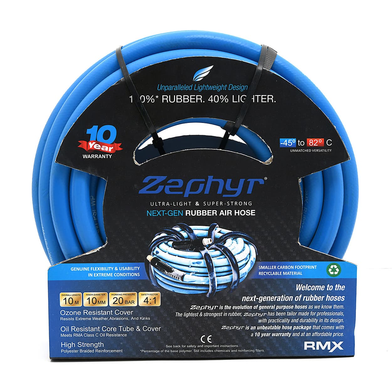 Zephyr 10 Mtr / 10 mm Next-Gen General Purpose Rubber Air Hose, ZA1010