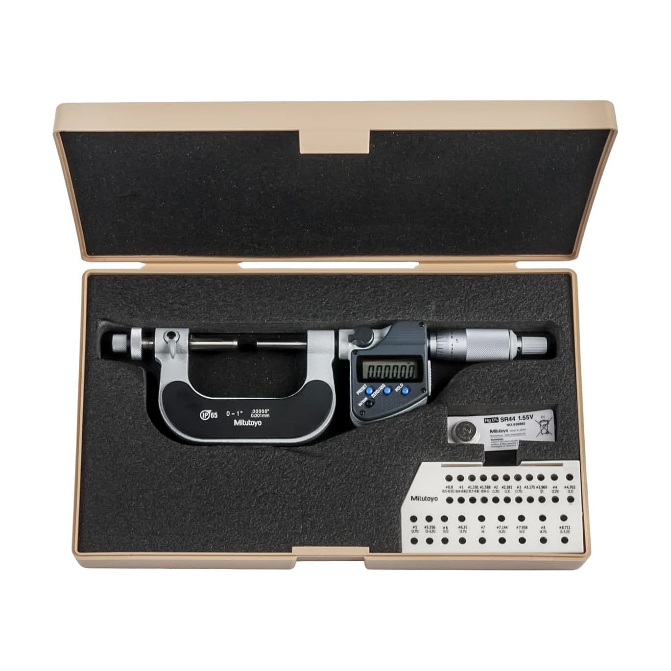 Mitutoyo 1 inch / 25 mm Digital Gear Tooth Micrometer (IP65), 324-351-30