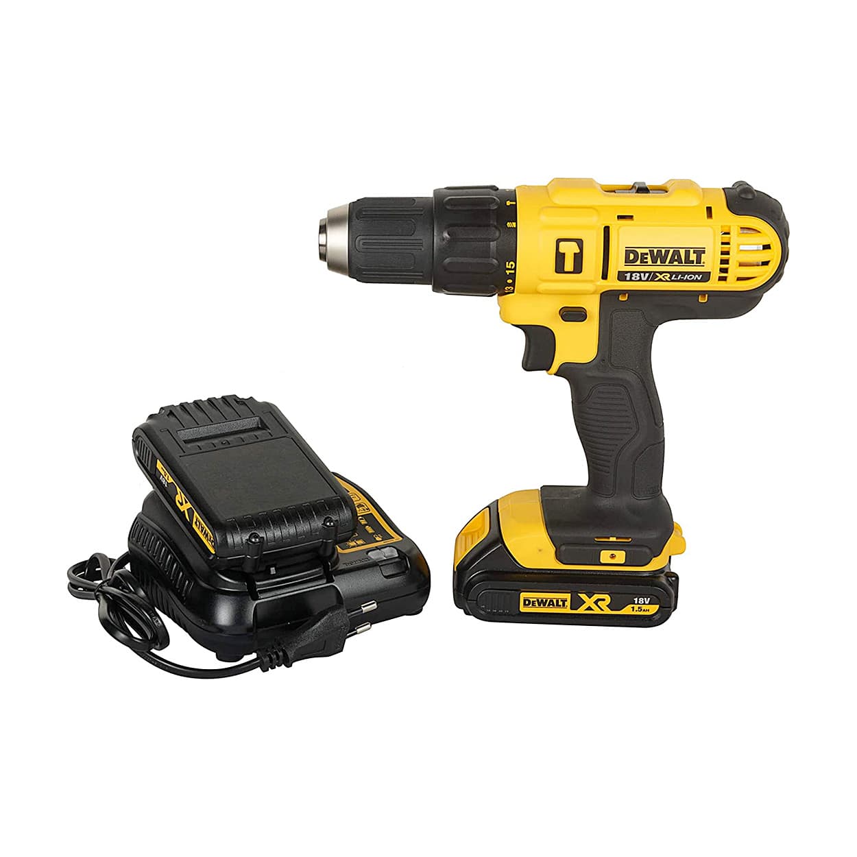 Dewalt 18V / 13 mm XR Lithium-Ion Cordless Hammer Drill/Driver with 2x1.5 Ah Batteries Included, DCD776S2-IN