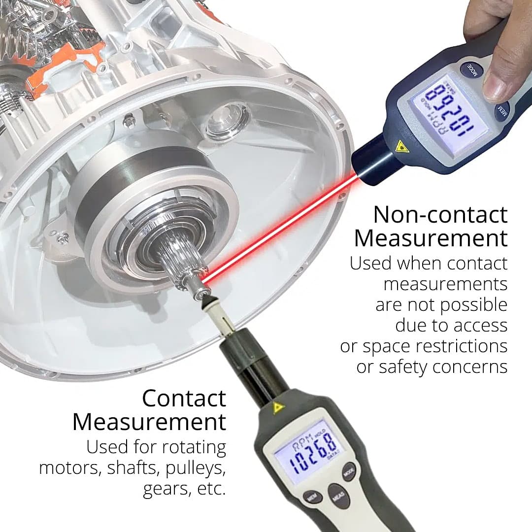 Metravi 2 - 20000 / 200000 RPM Digital Contact & Non-Contact Tachometer, NCTM-3000