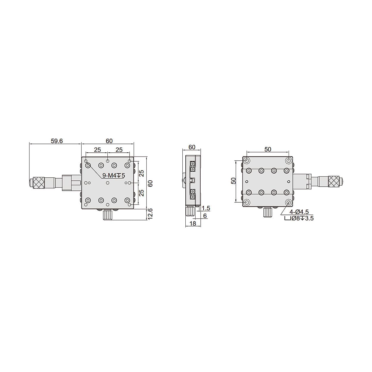 Insize 60 x 60 mm X-Axis Stage, 6582-602
