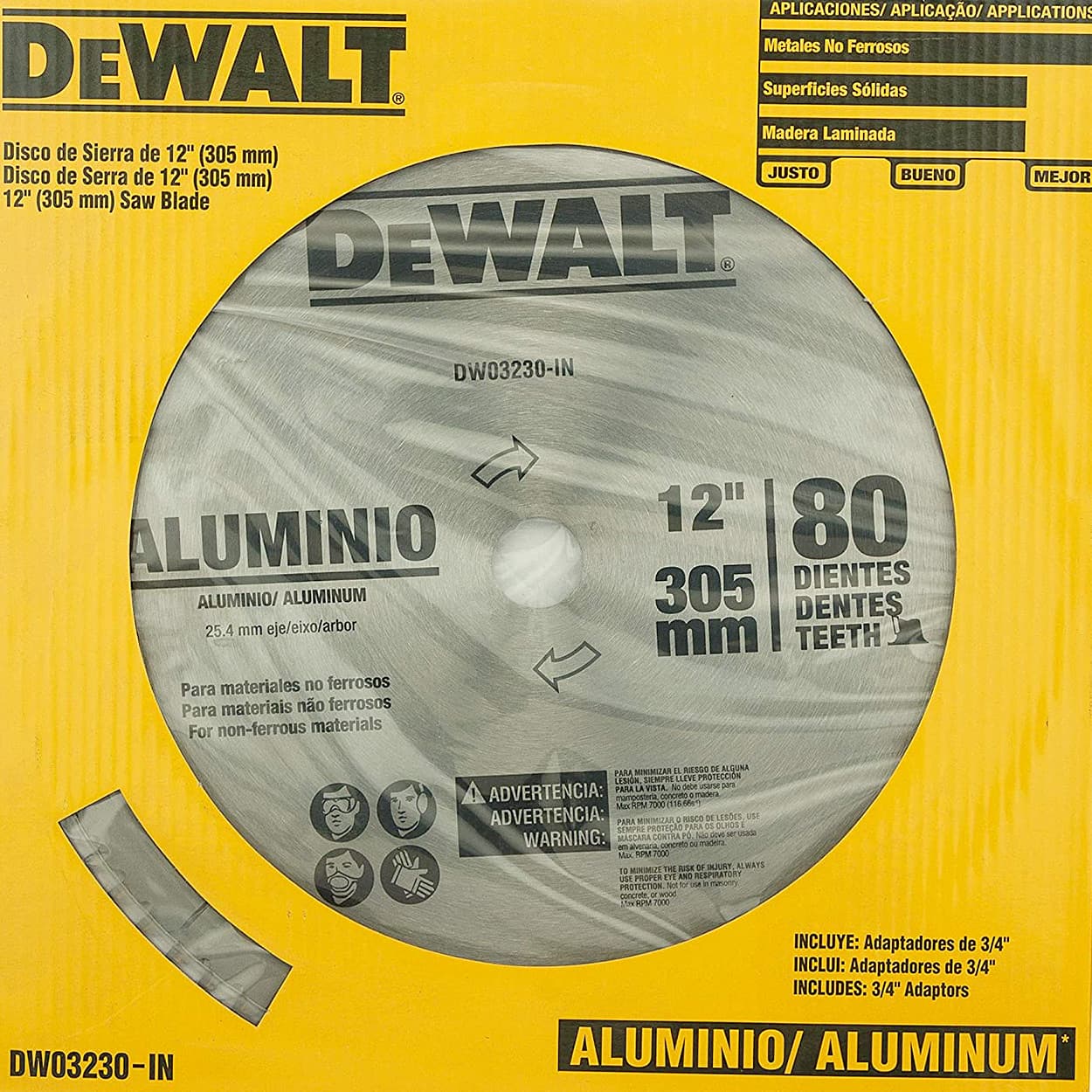 Dewalt 12 inch / 305 mm Circular Saw Blade For Cutting Aluminium (80 Teeth), DW03230-IN