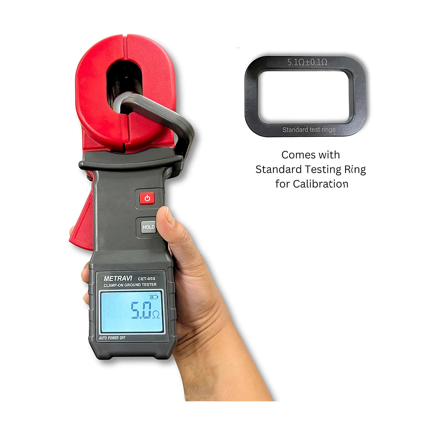 Metravi 4 Digits / 0.01 Ohm - 500 Ohm Resistance Range Clamp-On Earth & Ground Resistance Tester, CET-05S