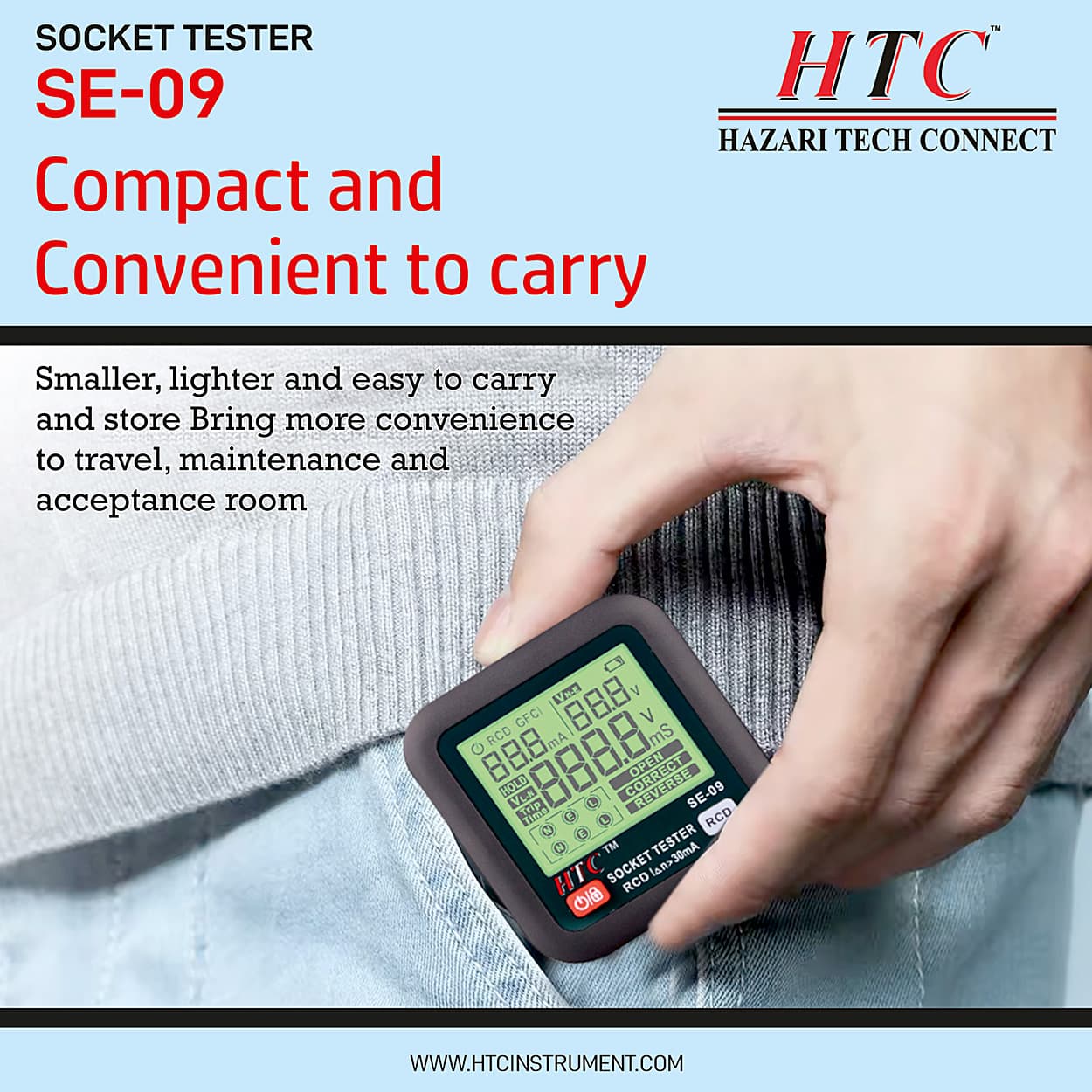 HTC AC 30 - 260V / 45 - 65Hz Socket Tester, SE-09