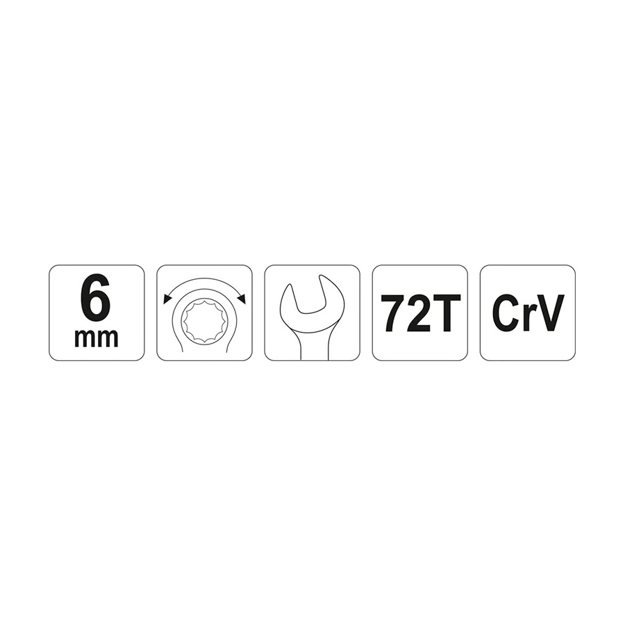 Yato 6 mm Combination Ratchet Wrench, YT-01906