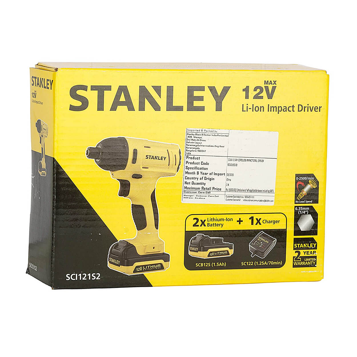 Stanley 10.8V / 1.5 Ah Li-ion Cordless Impact Drill Driver With Battery & Charger, SCI121S2