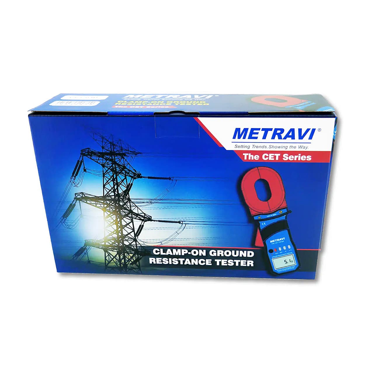 Metravi 4 Digits / 0.01Ohm - 1500Ohm Clamp-On Earth & Ground Resistance Tester With Bluetooth (Leakage Current Measurement Up To 35A), CET-03B