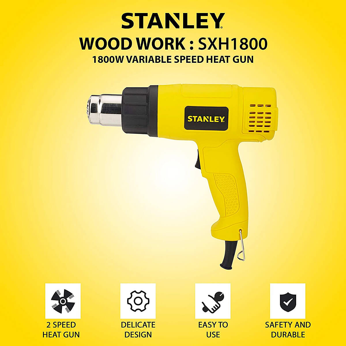 Stanley 1800W 600°C 2 Speed Heat Gun, SXH1800-IN