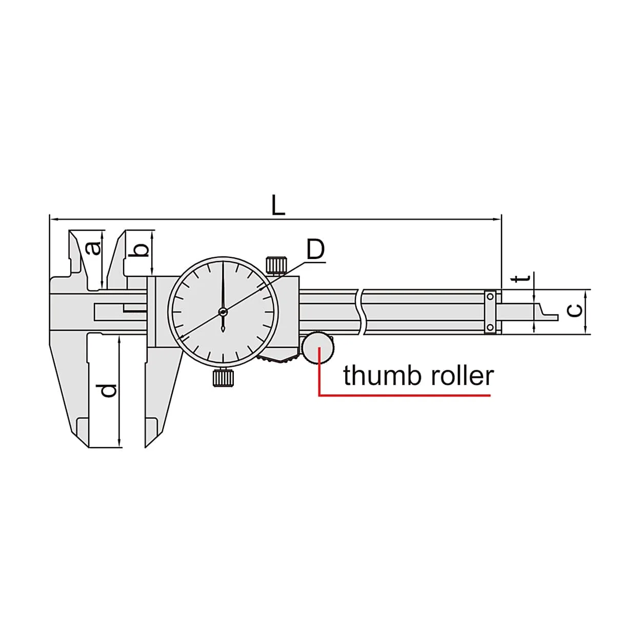 Insize 150 mm / 6 inch Shockproof Dial Caliper with Thumb Roller, 1311-150A
