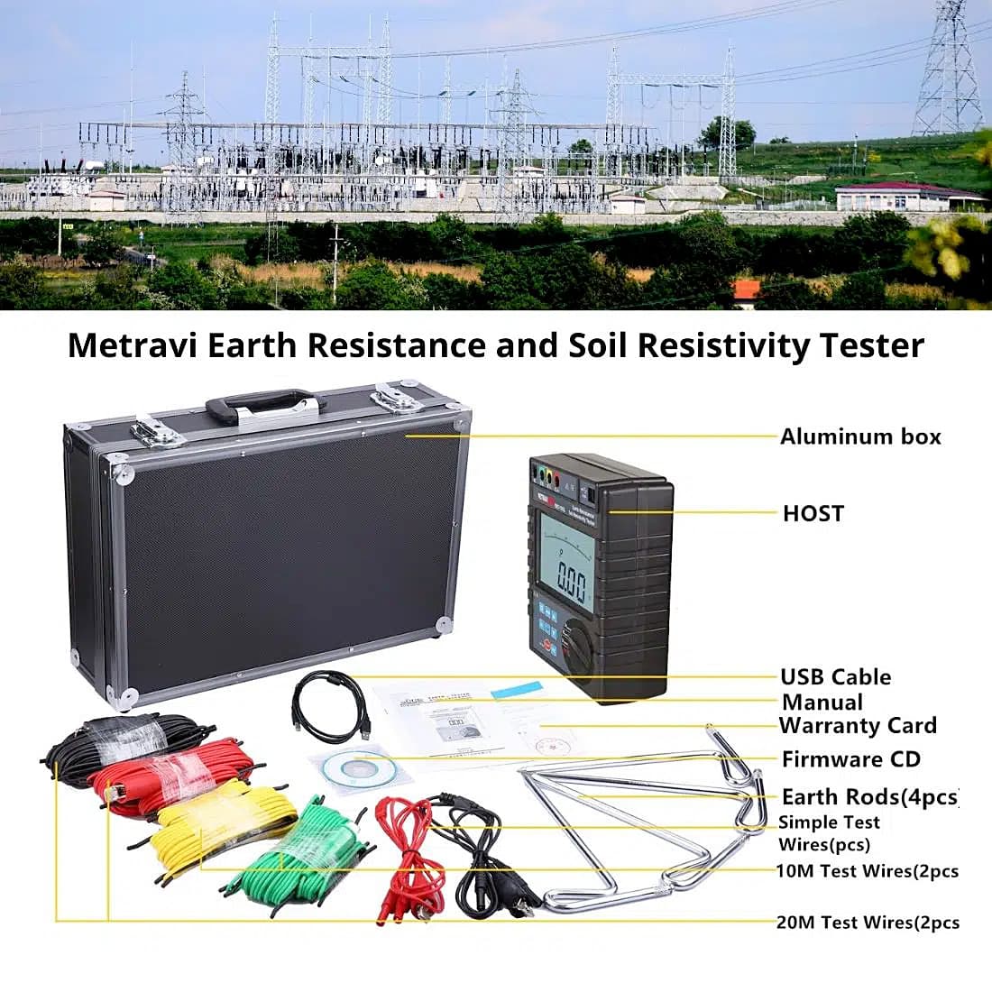 Metravi 0 - 30kOhm Earth Resistance Range Digital Earth Resistance and Soil Resistivity Tester, PRO ERT-1602
