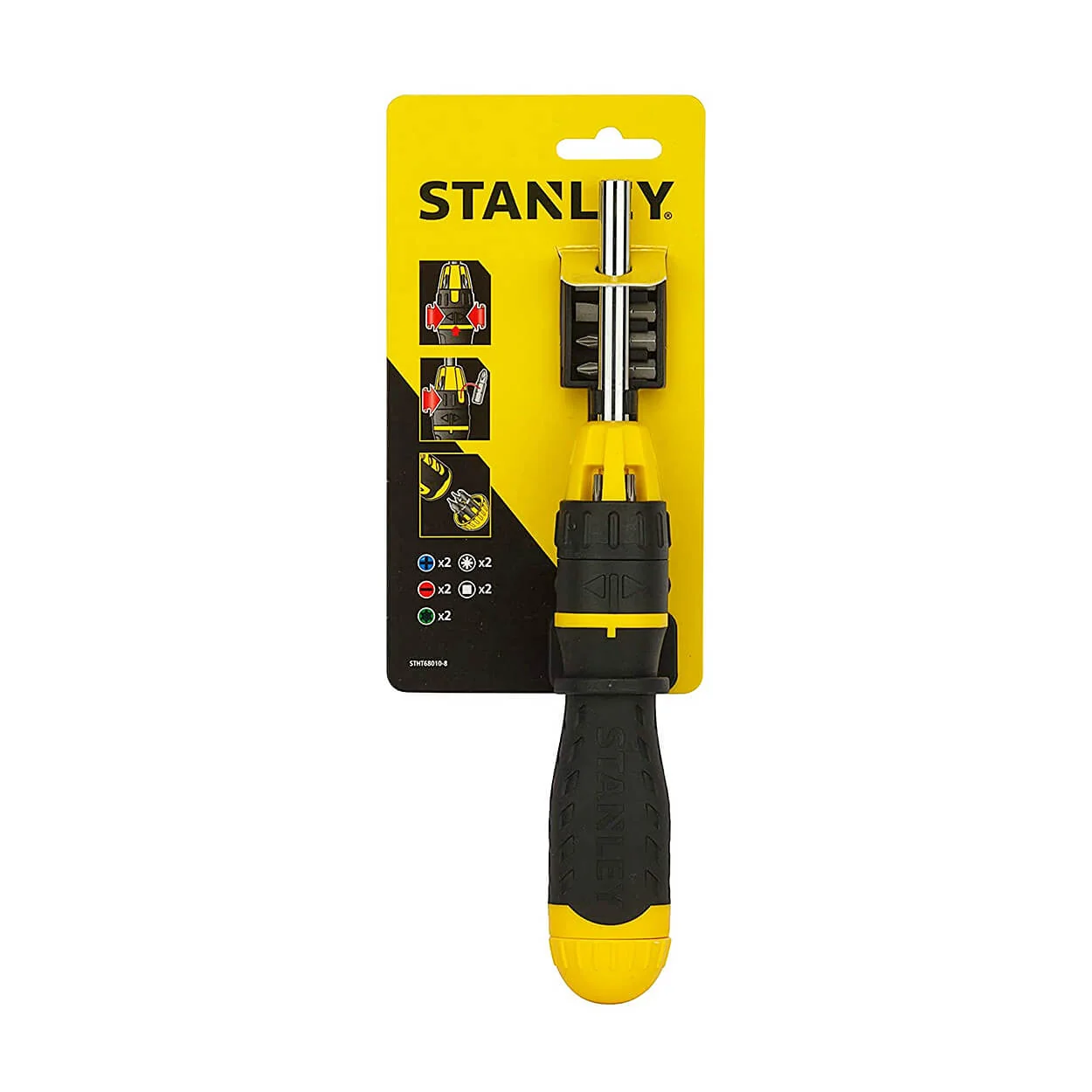 Stanley 11 Pcs Magnetic Holder Ratcheting Screwdriver With Bits, STHT68010-8
