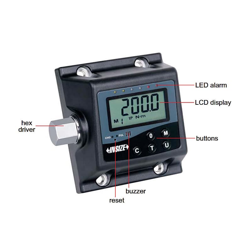 Insize 200 - 2000 nm Digital Torque Tester (27 mm Hex Drive), IST-04TT2000