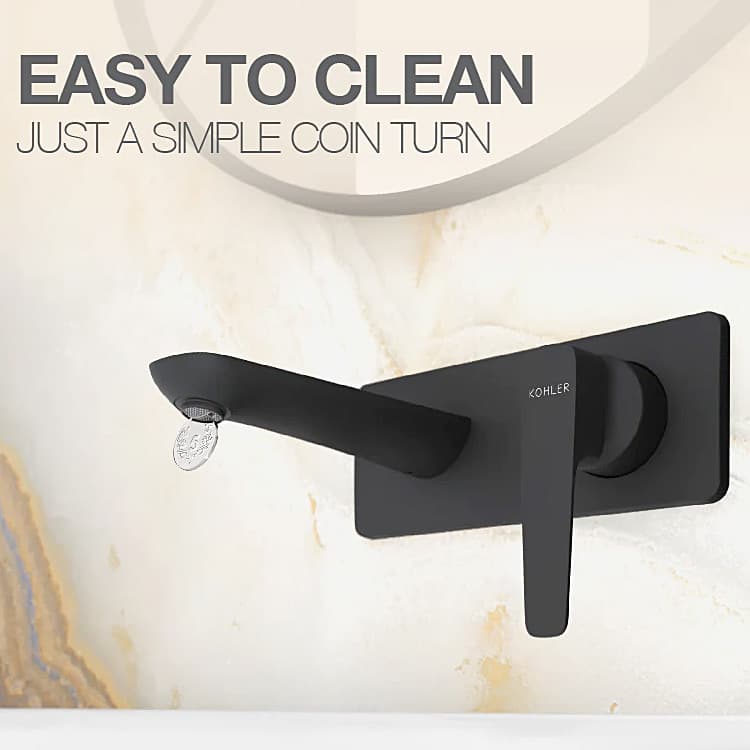Kohler Aleo+ Single Control Wall Mount Basin / Lavatory Faucet In Matte Black Finish, K-5684IN-4ND-BL