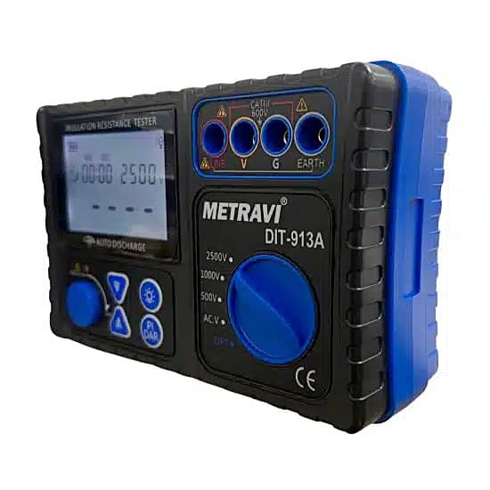 Metravi 500V - 2500V Rated Voltage Digital Insulation Resistance Tester, DIT-913A