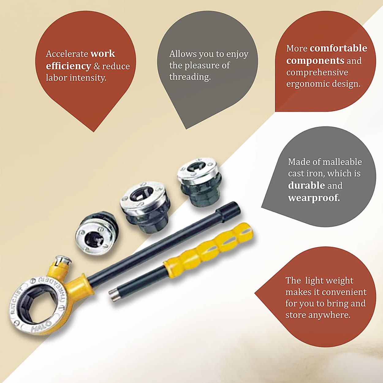 Venus 1/2 - 1 inch Ratchet Die Set, VRDS