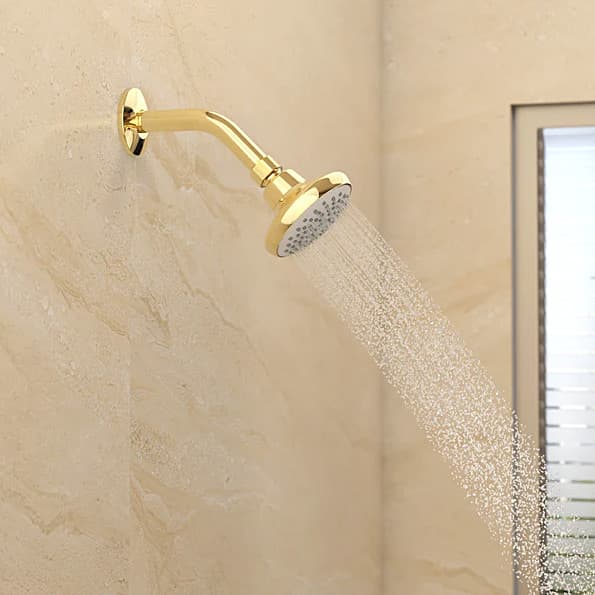 Kohler Complementary Single Function Shower Head With Shower Arm & Flange In French Gold Finish, K-16356IN-A-AF