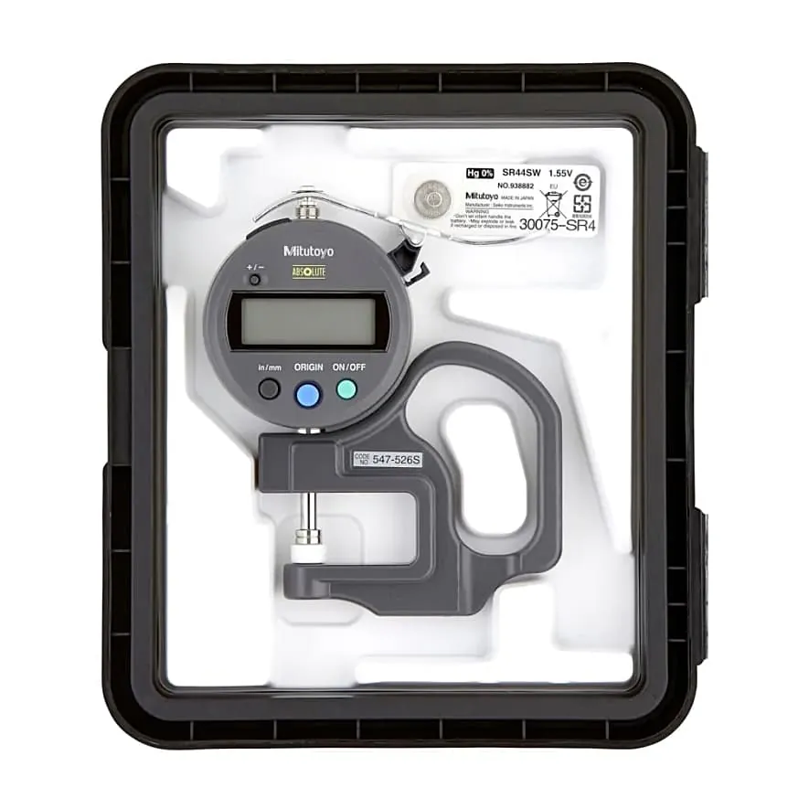 Mitutoyo 12 mm / 0.47 inch Standard Absolute Digital Thickness Gauge, 547-526S
