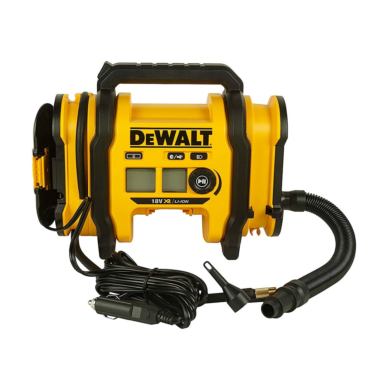Dewalt 18V 160PSI AC/DC Multipurpose Cordless Tyre Inflator with Digital Guage Autocut Off System & 2 Operating Modes For Car & Home, DCC018N-XJ