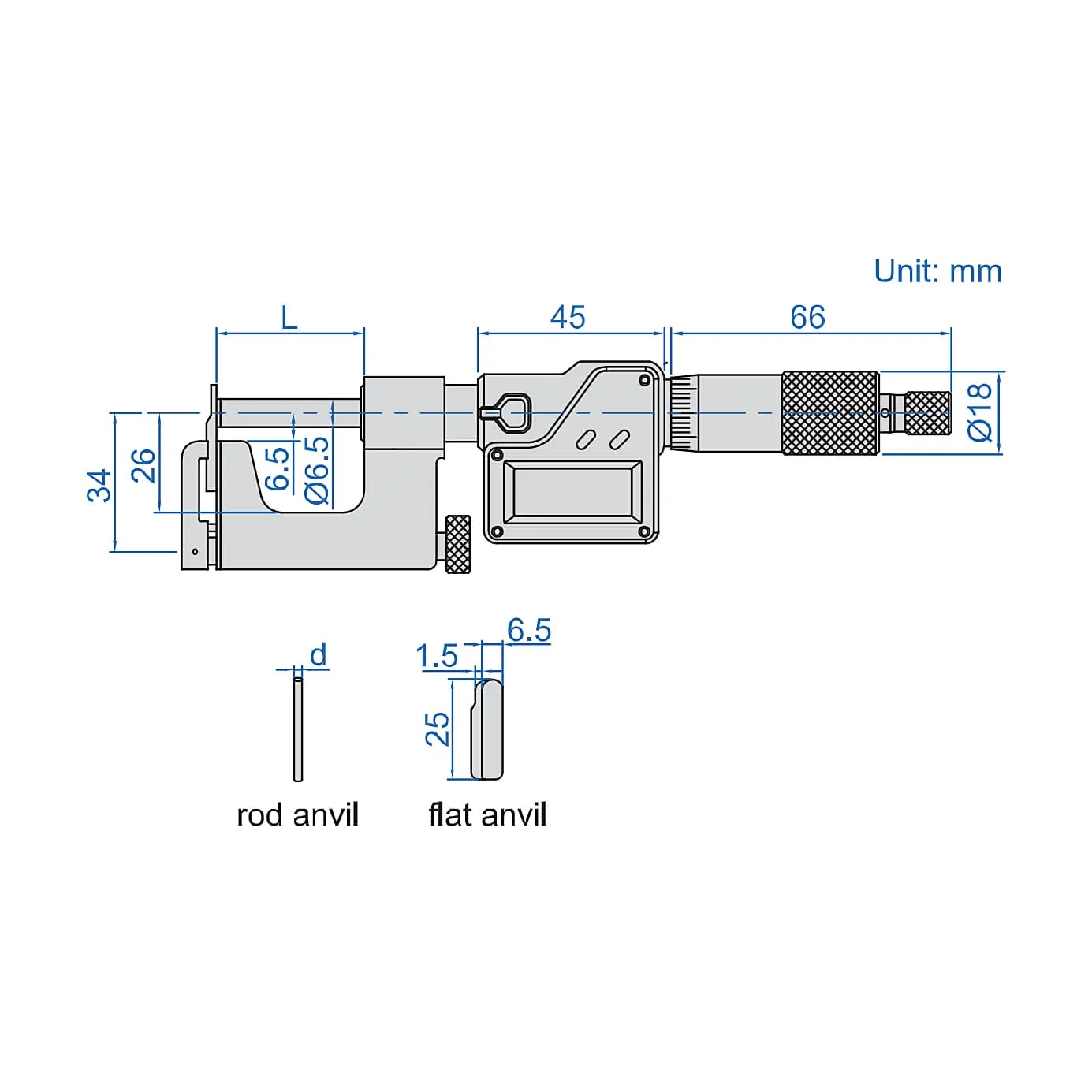 Insize 25 - 50 mm Digital Interchangeable Anvil Micrometer, 3562-50A