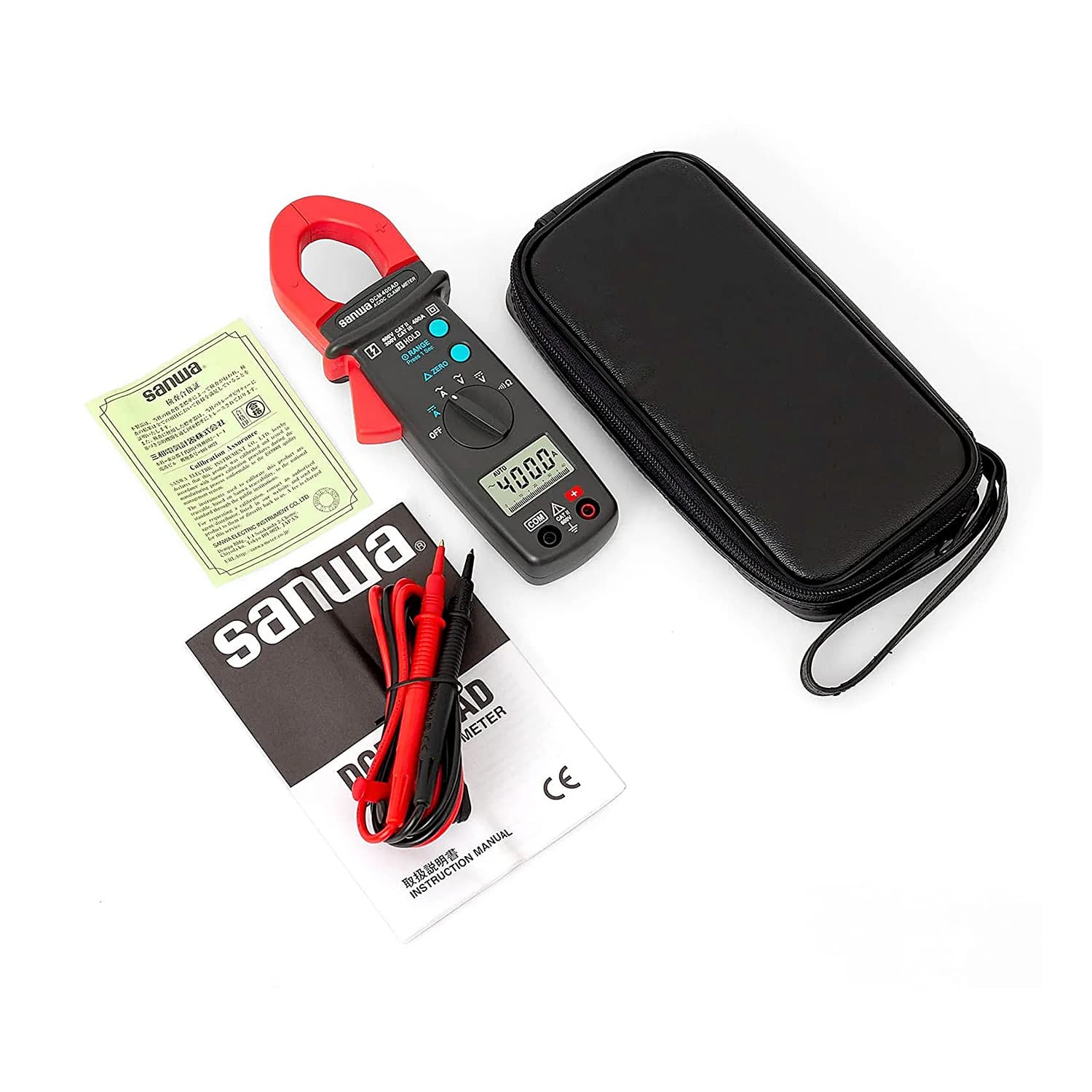 Sanwa 4000 Count AC/DC Clamp Meter for Automotive Maintenance & Digital Multimeter Functions, DCM400AD