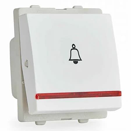 Schneider Electric Opale 6 Amp 2 Module Bell Push With Indicator - White (Pack of 10 Pcs), X1086WH