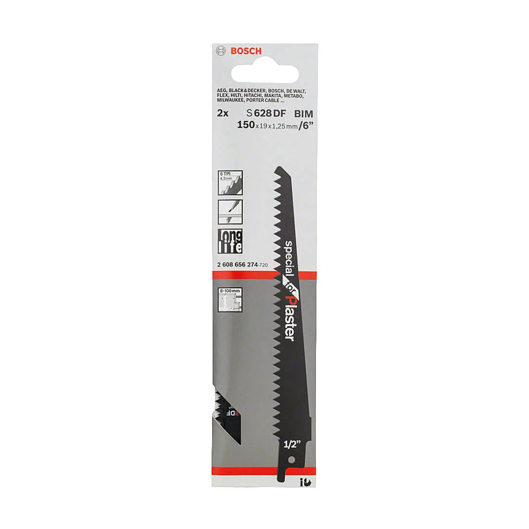 Bosch 150 mm Reciprocating Saw Blades Special for Plaster (S 628 DF), 2 608 656 274