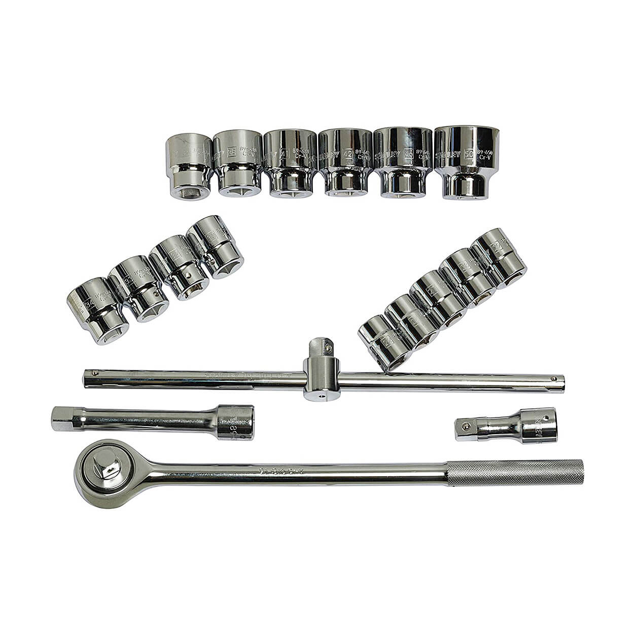 Stanley 19 Pcs 3/4 Inch Sq. Drive 12 PT Metric Socket Set, 89-101